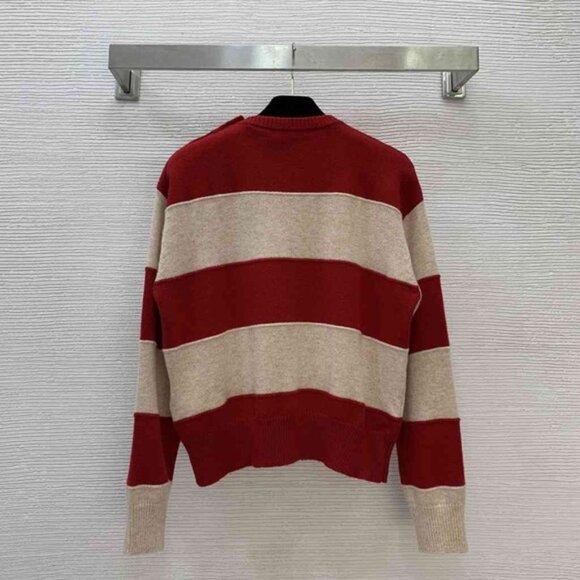 Miu Miu Red and Cream Striped Sweater - Picture 4 of 8